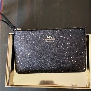 Coach black glitter collection wristlet